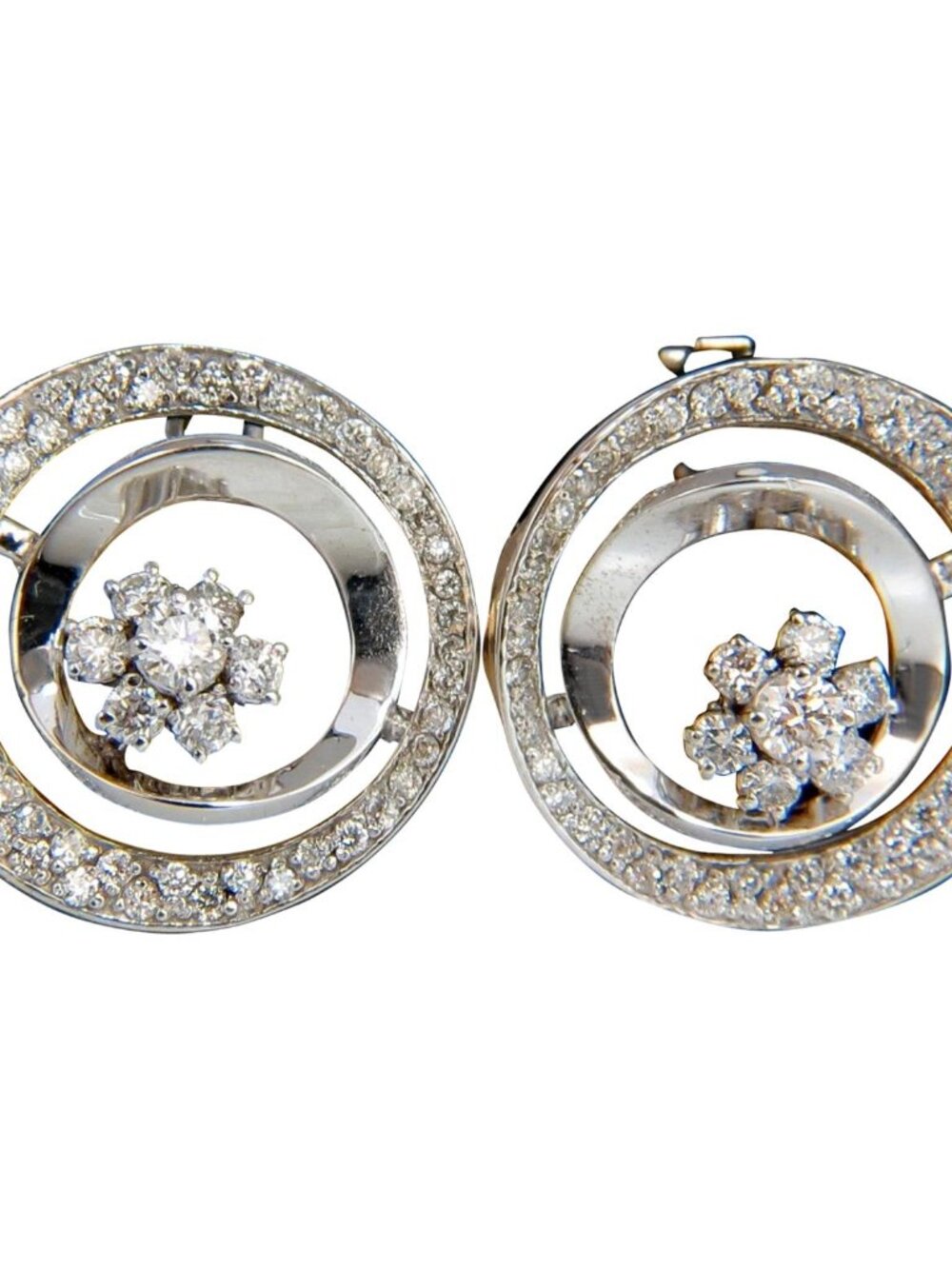 1.30ct Natural Diamonds Flower Circle Earrings 14kt Gold*